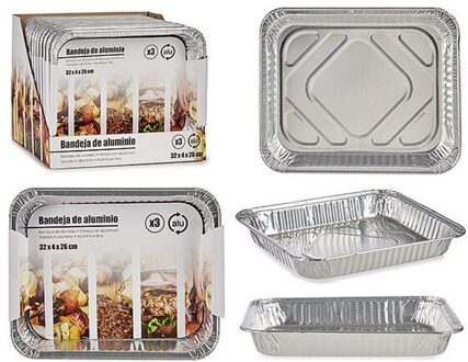 Set Van Trays Aluminium Rechthoekige (3 Pcs) (26X4X32 Cm)