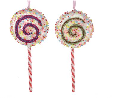 Set van twee oversized lolly-ornamenten. Hoogte: 18 CM.