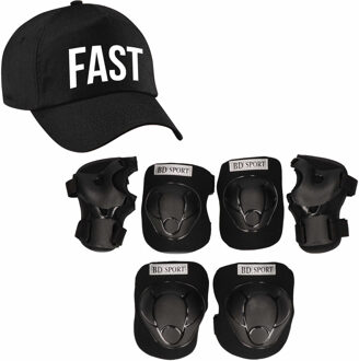 Set van valbescherming voor kinderen maat M / 6 tot 8 jaar met een stoere FAST pet zwart