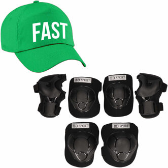 Set van valbescherming voor kinderen maat S / 4 tot 5 jaar met een stoere FAST pet groen