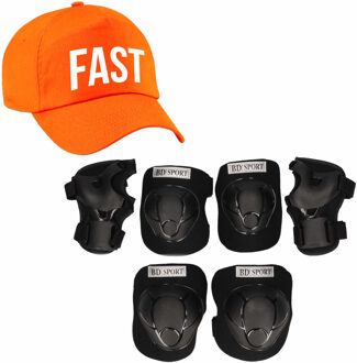 Set van valbescherming voor kinderen maat S / 4 tot 5 jaar met een stoere FAST pet oranje