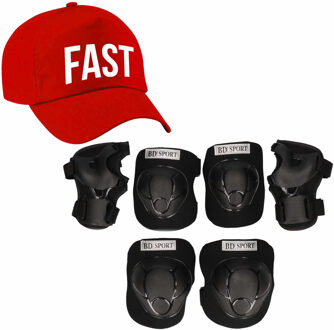 Set van valbescherming voor kinderen maat S / 4 tot 5 jaar met een stoere FAST pet rood