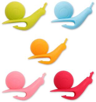 Set Van Vijf Leuke Slak Vorm Theezakje Houder Cup Siliconen Cup Kleur Randome Opknoping Clips Thee Thee Tool Gereedschap X2I5