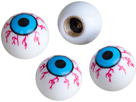 Set ventielkapjes Shocking Eyes - Wit/Blauw/Rood - 4-stuks