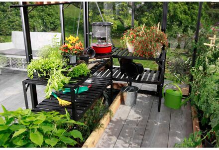 Set Voor Een Aluminium Tafel Met 2 Niveaus Met De Afmetingen 121 X 54 X 76 Cm (b X D X H), In De Kleur Zwart.