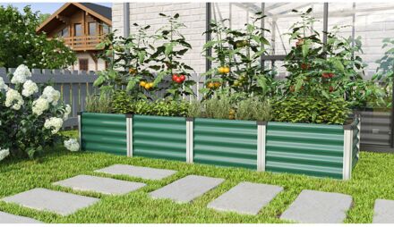 Set Voor Een Kas/verhoogd Bloembed Van Bijzonder Duurzame Zincalume En Geanodiseerde Aluminium Profielen In Maat L En In De Kleur Zeewier/geanodiseerd Aluminium