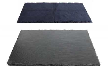 Setje van 2 stuks leisteen serveer plankjes/schalen - 30 x 40 cm en 17 x 34 cm