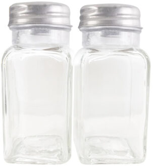 Setje van 2x stuks peper en zout vaatjes / strooiers van glas 4 x 9 cm - Peper en zoutstel Transparant