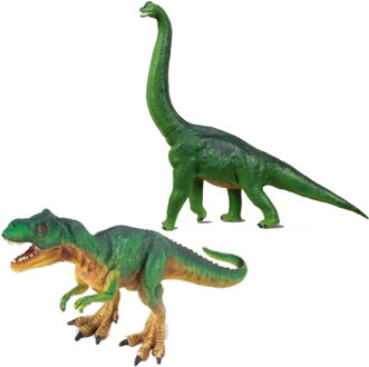 Setje van 2x stuks speelgoed dinosaurussen figuren 18 en 23 cm - Speelfiguren