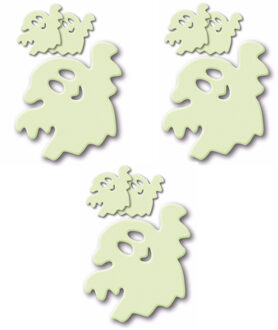 Setje van 9x stuks glow in the dark Halloween stickers van spookjes 16 x 9 cm - Raamstickers versiering