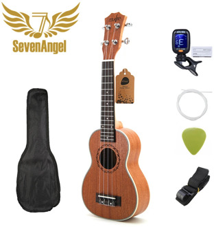 SevenAngel 21 Inch Ukulele Soprano 4 Strings Mini Guitar 15 Frets Hawaii Ukelele Closed Knob Uku Wholesale Dropshipping