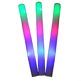 Seventies/disco thema - LED foam stick/lichtstaaf - 10x stuks - multi colour - 45 cm - Verkleedattributen Multikleur