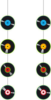 Seventies eighties disco thema hangende slinger - 2x - LP - 1 meter - karton