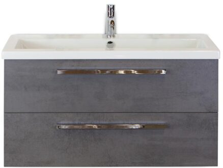 Seville Badmeubelset 100 cm - Beton Antraciet - Wastafel Djazz 1 Kraangat