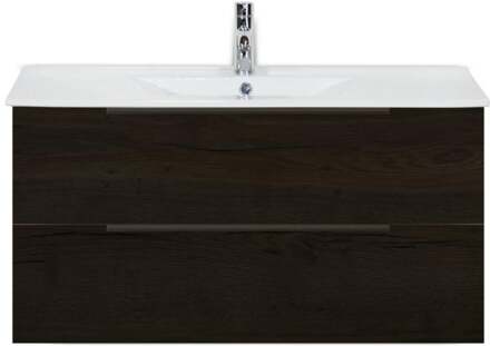 Seville Badmeubelset 100 cm - Black Oak Edge Greep - Wastafel Enjoy
