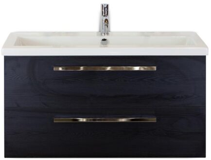 Seville Badmeubelset 100 cm - Black Oak - Wastafel Djazz 1 Kraangat