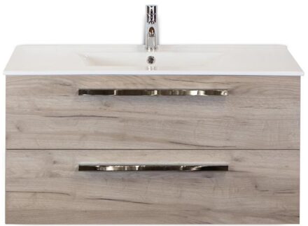 Seville Badmeubelset 100 cm - Craft Oak - Keramische Wastafel Wit Enjoy