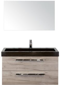 Seville Badmeubelset 100 cm - Craft Oak - Wastafel Lucca 1 Kraangat met Spiegel