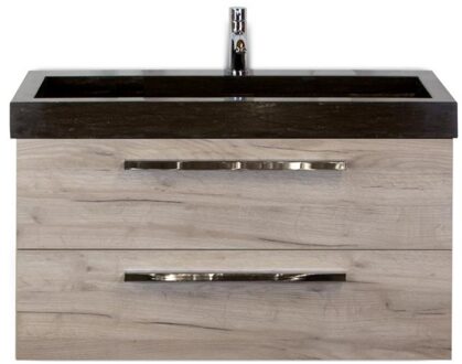 Seville Badmeubelset 100 cm - Craft Oak - Wastafel Lucca 1 Kraangat