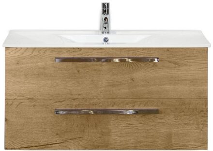 Seville Badmeubelset 100 cm - Natuur Eiken - Keramische Wastafel Wit Enjoy