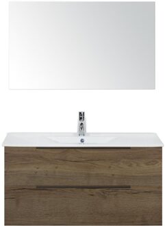 Seville Badmeubelset 100 cm - Tabacco Edge Greep - Wastafel Enjoy met Spiegel