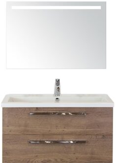 Seville Badmeubelset 100 cm - Tabacco - Wastafel Djazz 1 Kraangat met Sence Spiegel