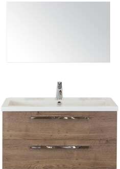 Seville Badmeubelset 100 cm - Tabacco - Wastafel Djazz 1 Kraangat met Spiegel