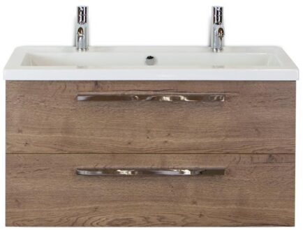 Seville Badmeubelset 100 cm - Tabacco - Wastafel Djazz 2 Kraangaten