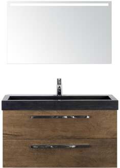 Seville Badmeubelset 100 cm - Tabacco - Wastafel Lucca 1 Kraangat met Sence Spiegel