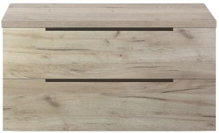 Seville Badmeubelset 100 cm - Wastafelblad Craft Oak Edge Greep