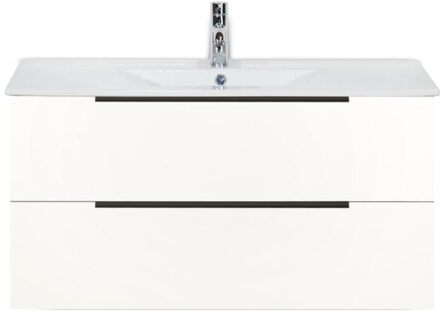 Seville Badmeubelset 100 cm - Wit Hoogglans Edge Greep - Wastafel Enjoy