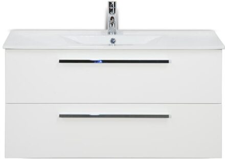Seville Badmeubelset 100 cm - Wit Hoogglans - Keramische Wastafel Wit Enjoy