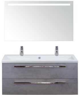 Seville Badmeubelset 120 cm - 2 Laden Beton Antrac - Wastafel Djazz Enkel 2 Kraangaten met Sence Spiegel