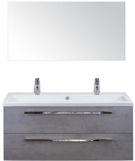 Seville Badmeubelset 120 cm - 2 Laden Beton Antrac - Wastafel Djazz Enkel 2 Kraangaten met Spiegel