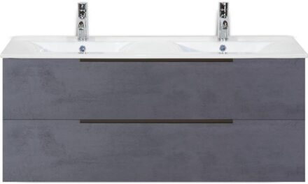 Seville Badmeubelset 120 cm - 2 Laden Beton Antraciet Edge Greep - Wastafel Enjoy Dubbel