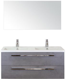 Seville Badmeubelset 120 cm - 2 Laden Beton Antraciet - Wastafel Djazz Dubbel met Spiegel