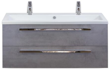 Seville Badmeubelset 120 cm - 2 Laden Beton Antraciet - Wastafel Djazz Enkel 2 Kraangaten
