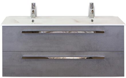 Seville Badmeubelset 120 cm - 2 Laden Beton Antraciet - Wastafel Enjoy Dubbel
