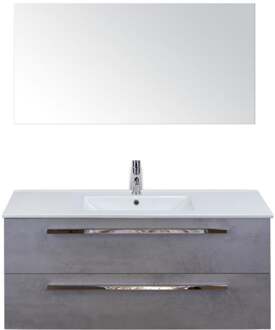 Seville Badmeubelset 120 cm - 2 Laden Beton Antraciet - Wastafel Enjoy Enkel met Spiegel