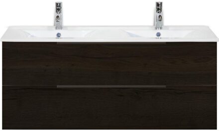 Seville Badmeubelset 120 cm - 2 Laden Black Oak Edge Greep - Wastafel Enjoy Dubbel