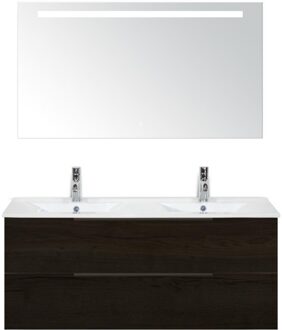 Seville Badmeubelset 120 cm - 2 Laden Black Oak Edge - Wastafel Enjoy Dubbel met Sence Spiegel