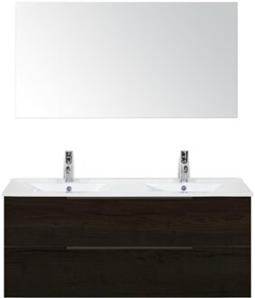 Seville Badmeubelset 120 cm - 2 Laden Black Oak Edge - Wastafel Enjoy Dubbel met Spiegel