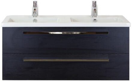 Seville Badmeubelset 120 cm - 2 Laden Black Oak - Wastafel Djazz Dubbel