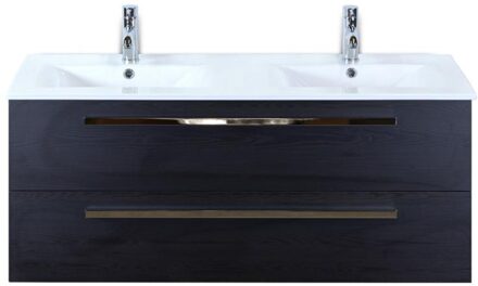 Seville Badmeubelset 120 cm - 2 Laden Black Oak - Wastafel Enjoy Dubbel