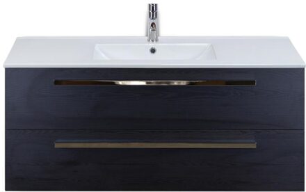 Seville Badmeubelset 120 cm - 2 Laden Black Oak - Wastafel Enjoy Enkel