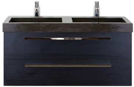 Seville Badmeubelset 120 cm - 2 Laden Black Oak - Wastafel Lucca Dubbel