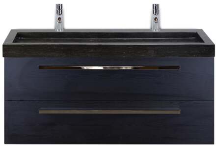 Seville Badmeubelset 120 cm - 2 Laden Black Oak - Wastafel Lucca Enkel