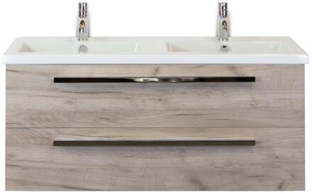 Seville Badmeubelset 120 cm - 2 Laden Craft Oak - Wastafel Djazz Dubbel