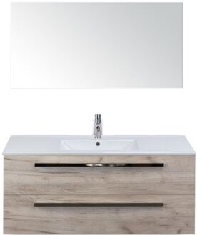 Seville Badmeubelset 120 cm - 2 Laden Craft Oak - Wastafel Enjoy Enkel met Spiegel