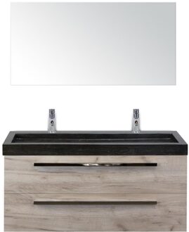 Seville Badmeubelset 120 cm - 2 Laden Craft Oak - Wastafel Lucca Enkel met Spiegel